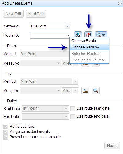 Typing the route ID from the redline Typing the route ID from the redline